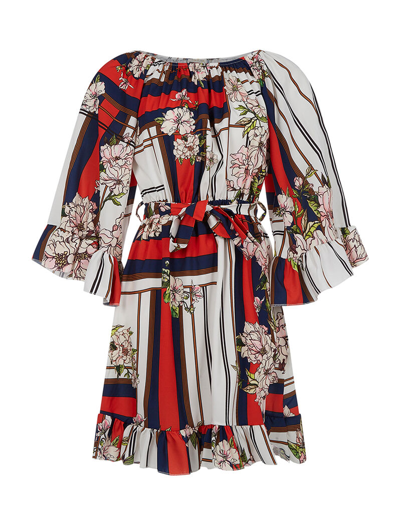 Robe volantée imprimée - blanc - 3