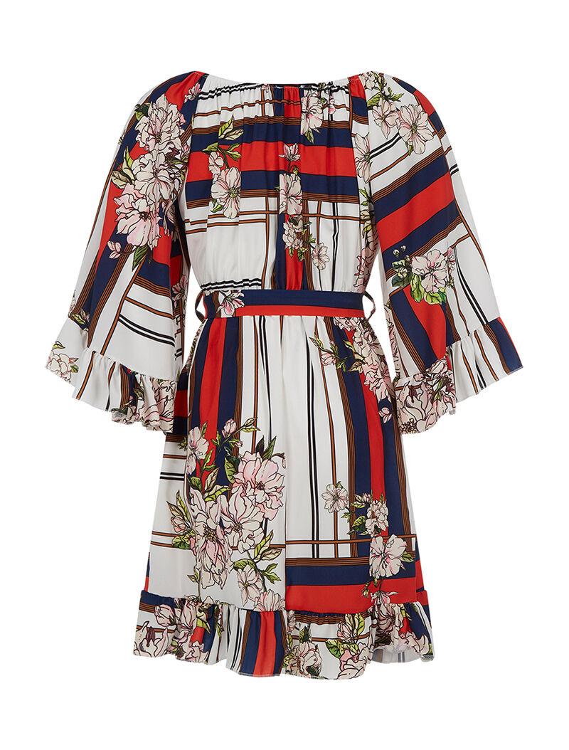 Robe volantée imprimée - blanc - 2
