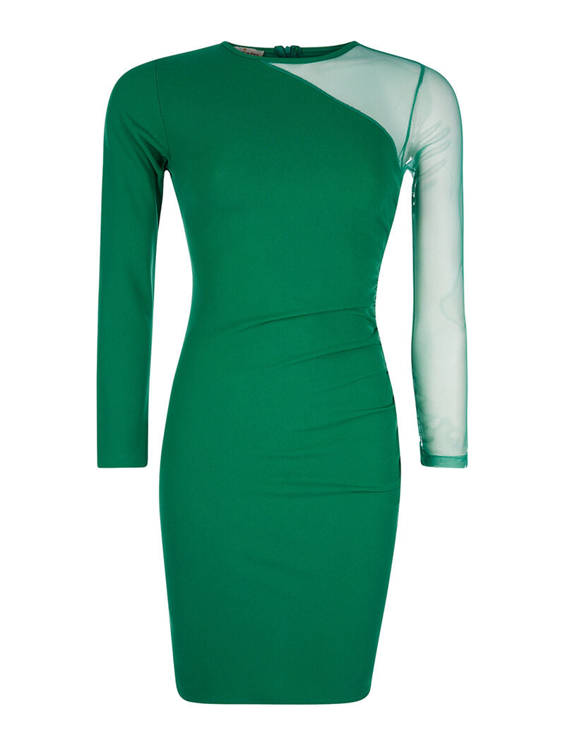 Robe à manche transparente - vert - 1