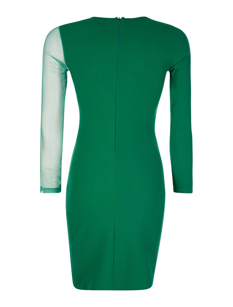 Robe à manche transparente - vert - 2