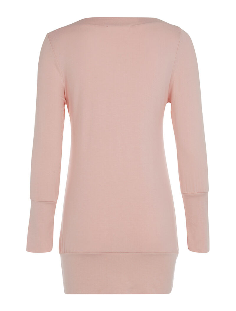 Top long col perlé - rose - 2