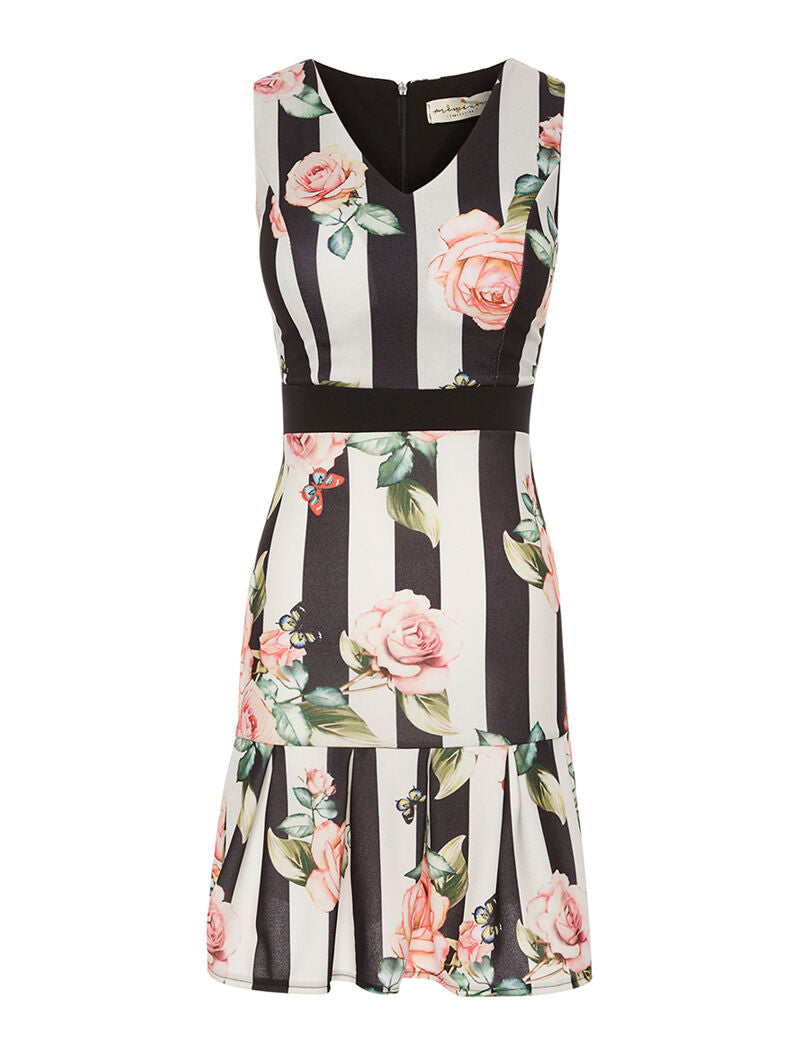 Robe imprimée bas volanté - noir - 3