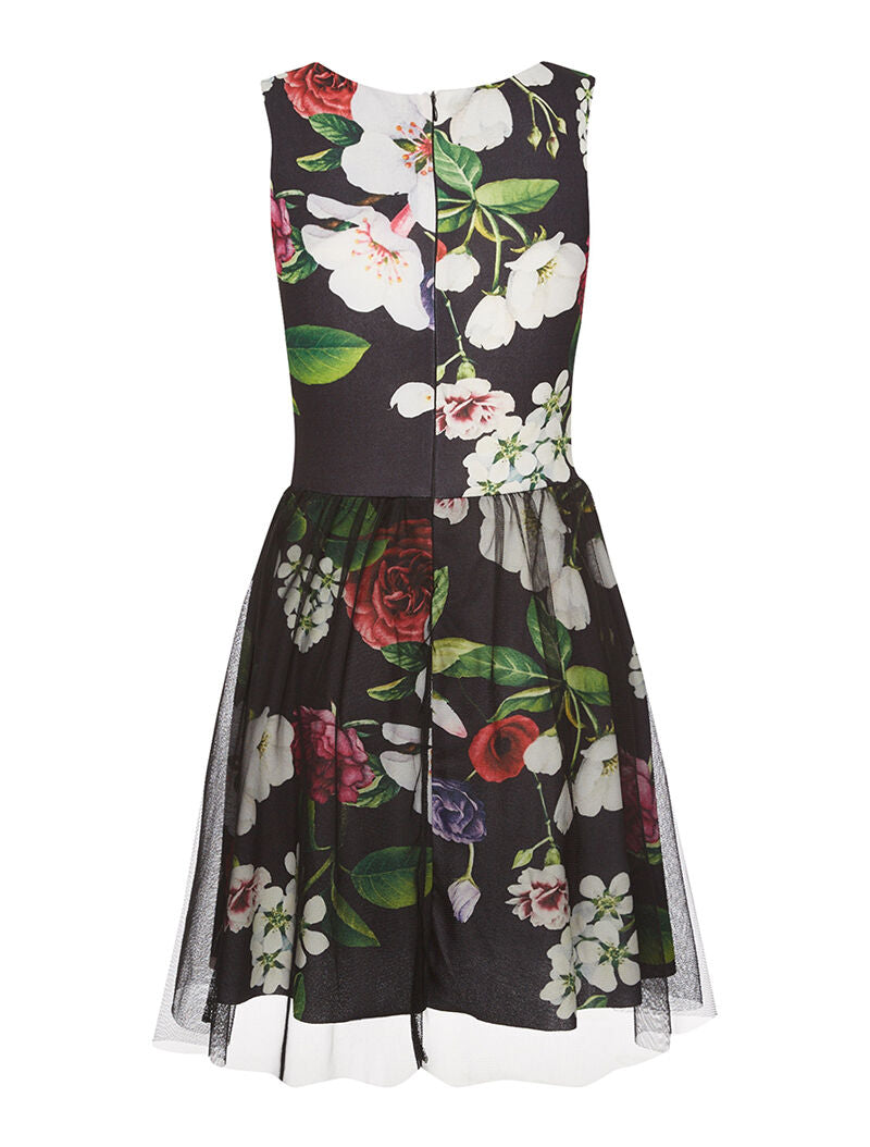 Robe imprimée bas en tulle - noir - 2