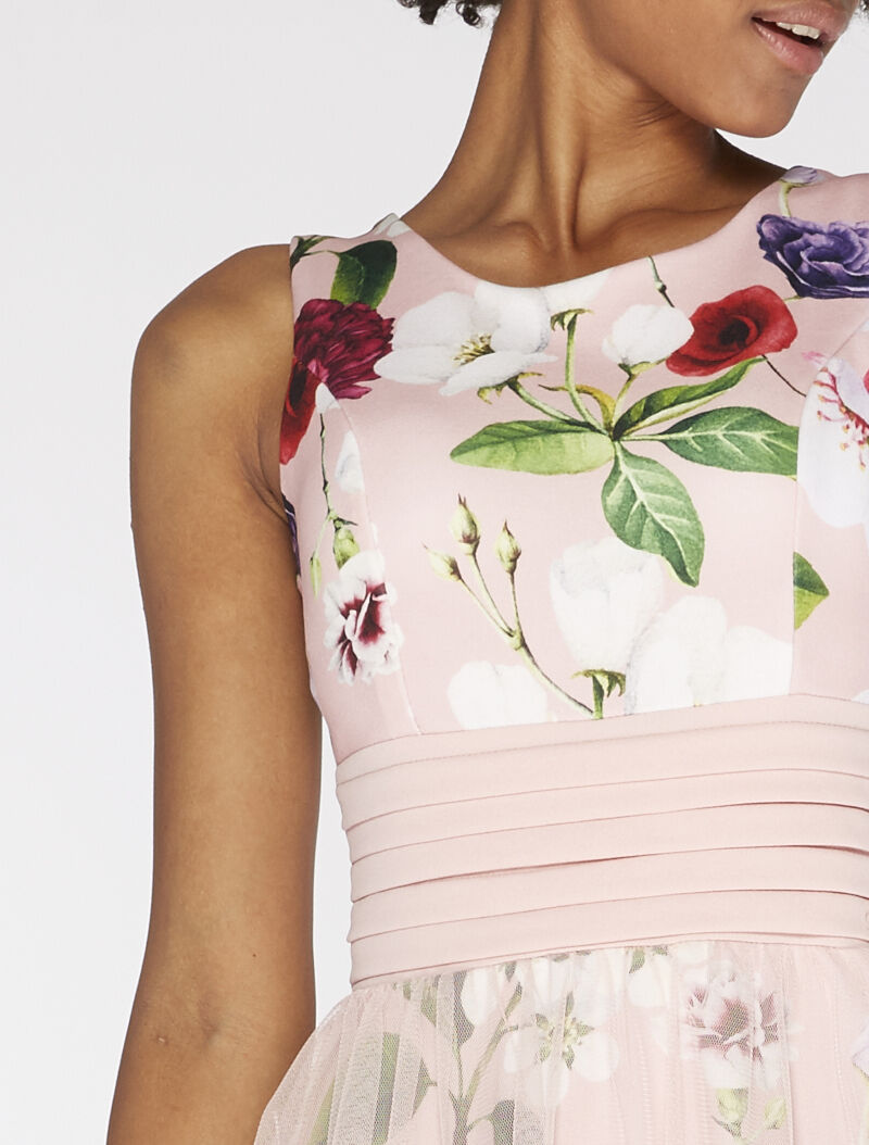 Robe imprimée bas en tulle - rose - 3