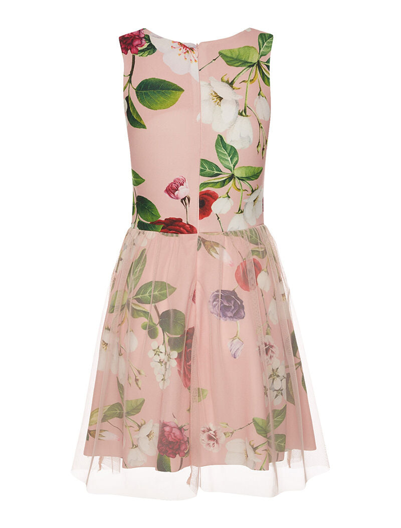 Robe imprimée bas en tulle - rose - 5