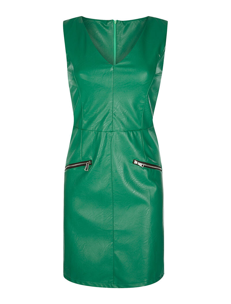Robe simili à zips - vert - 1