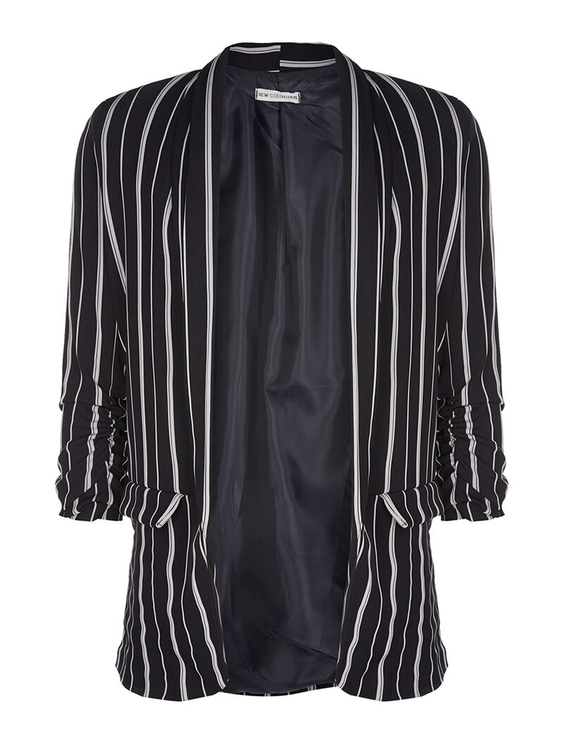 Blazer droit rayé - marine - 1