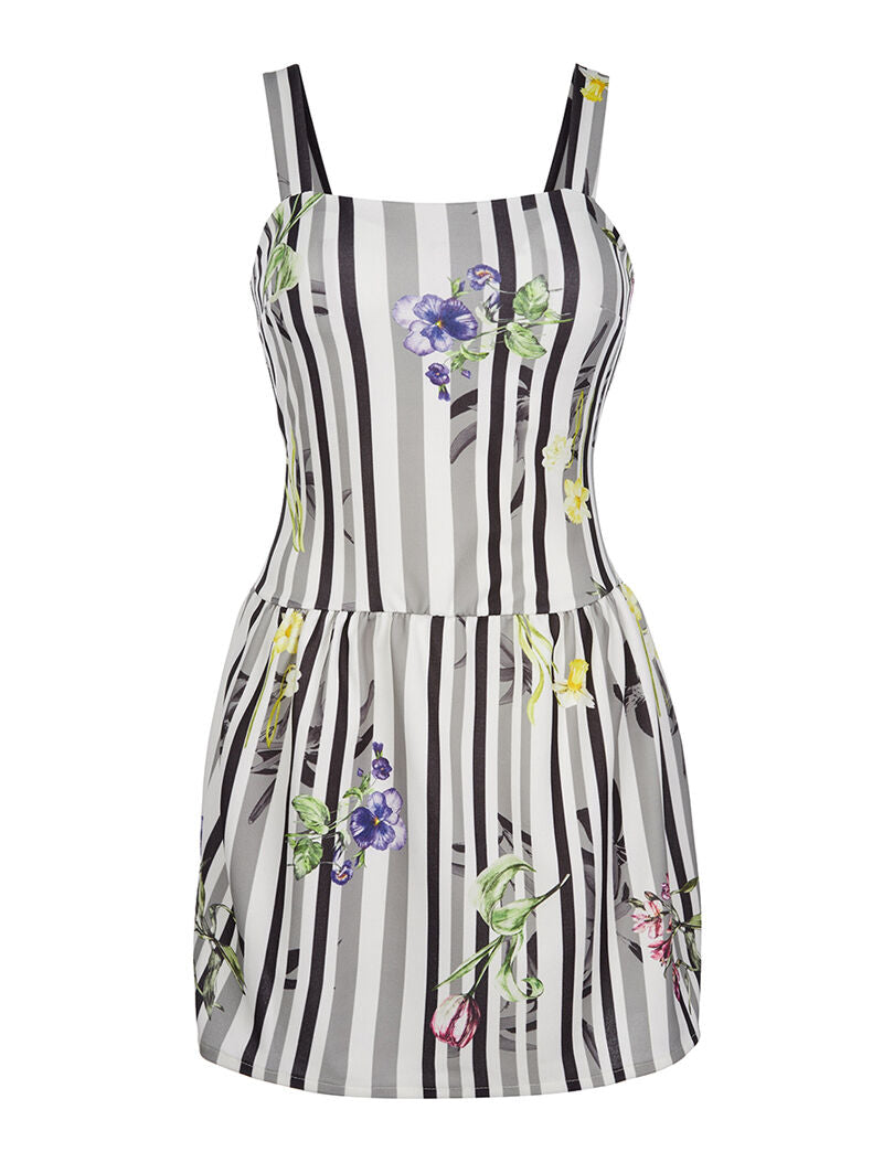 Robe imprimé et fleurs - noir - 6