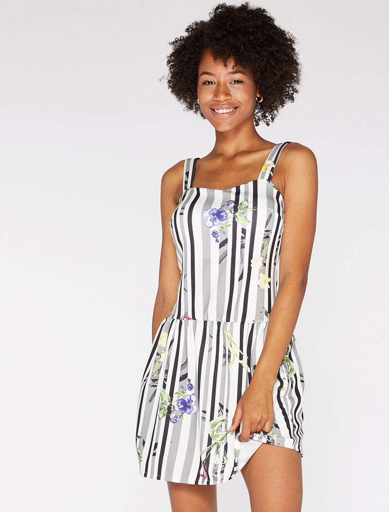 Robe imprimé et fleurs - noir - 3