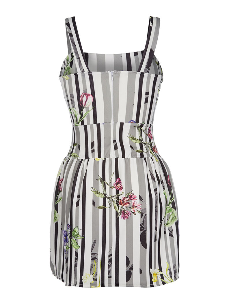 Robe imprimé et fleurs - noir - 5