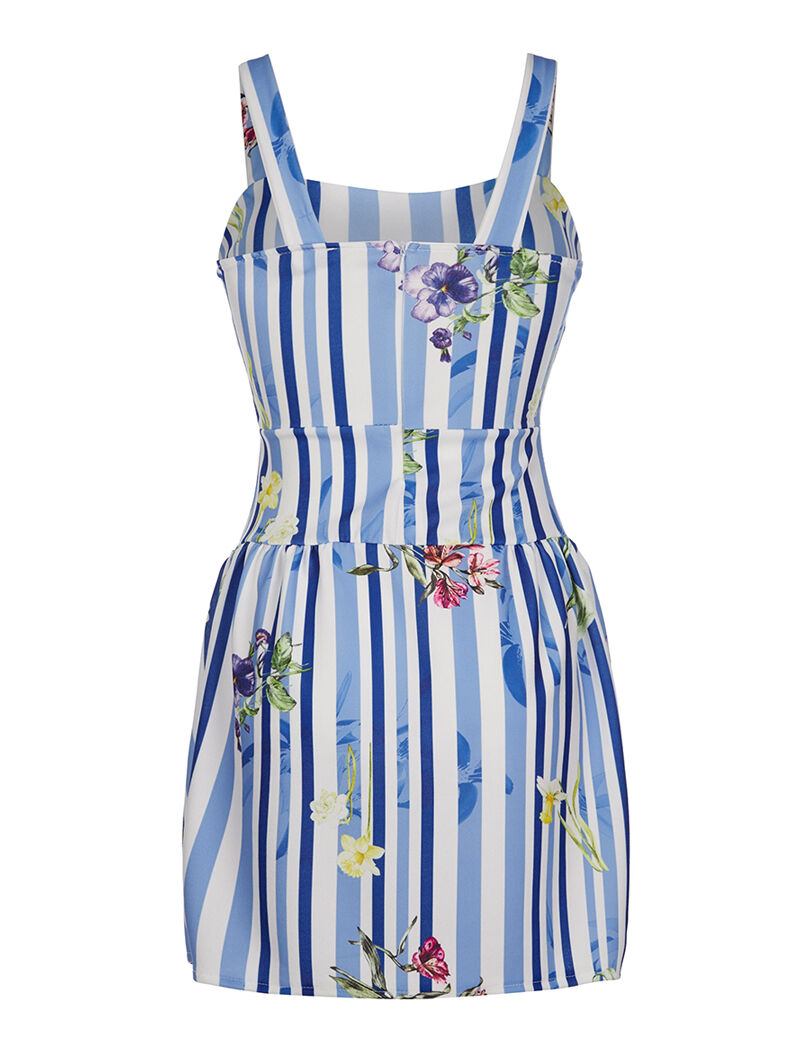 Robe imprimé et fleurs - bleu - 2