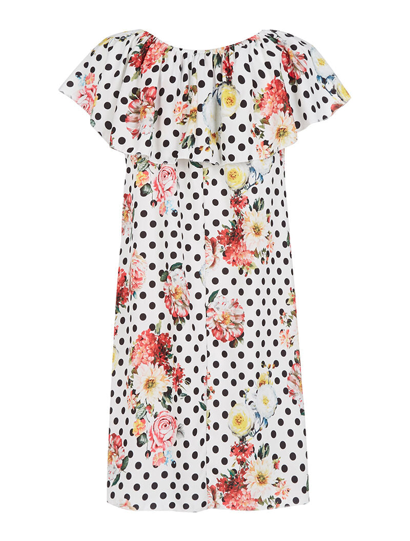 Robe imprimé buste volanté - blanc - 2