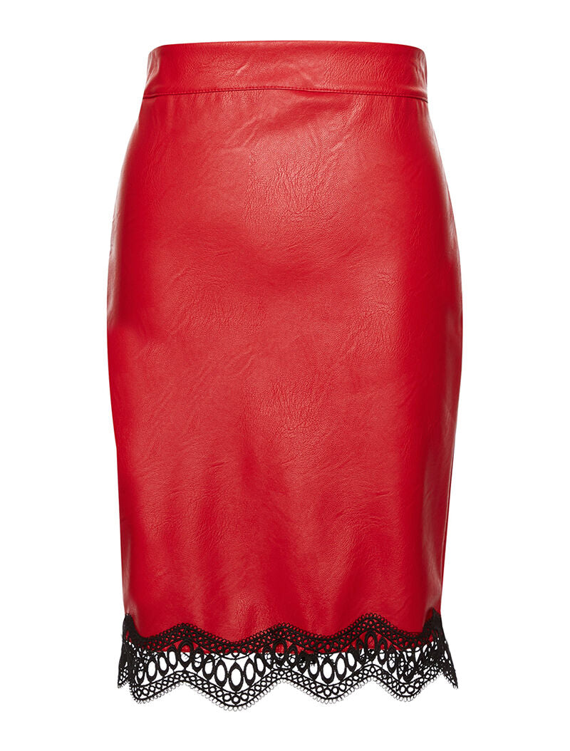 Jupe en simili bas dentelle - rouge - 3