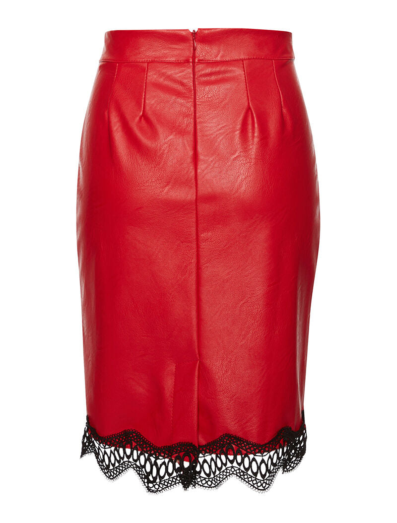 Jupe en simili bas dentelle - rouge - 2