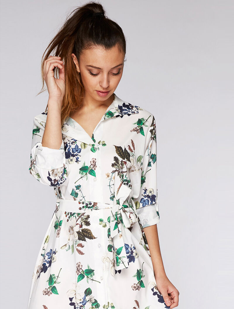 Robe longue imprimé printanière - blanc - 3