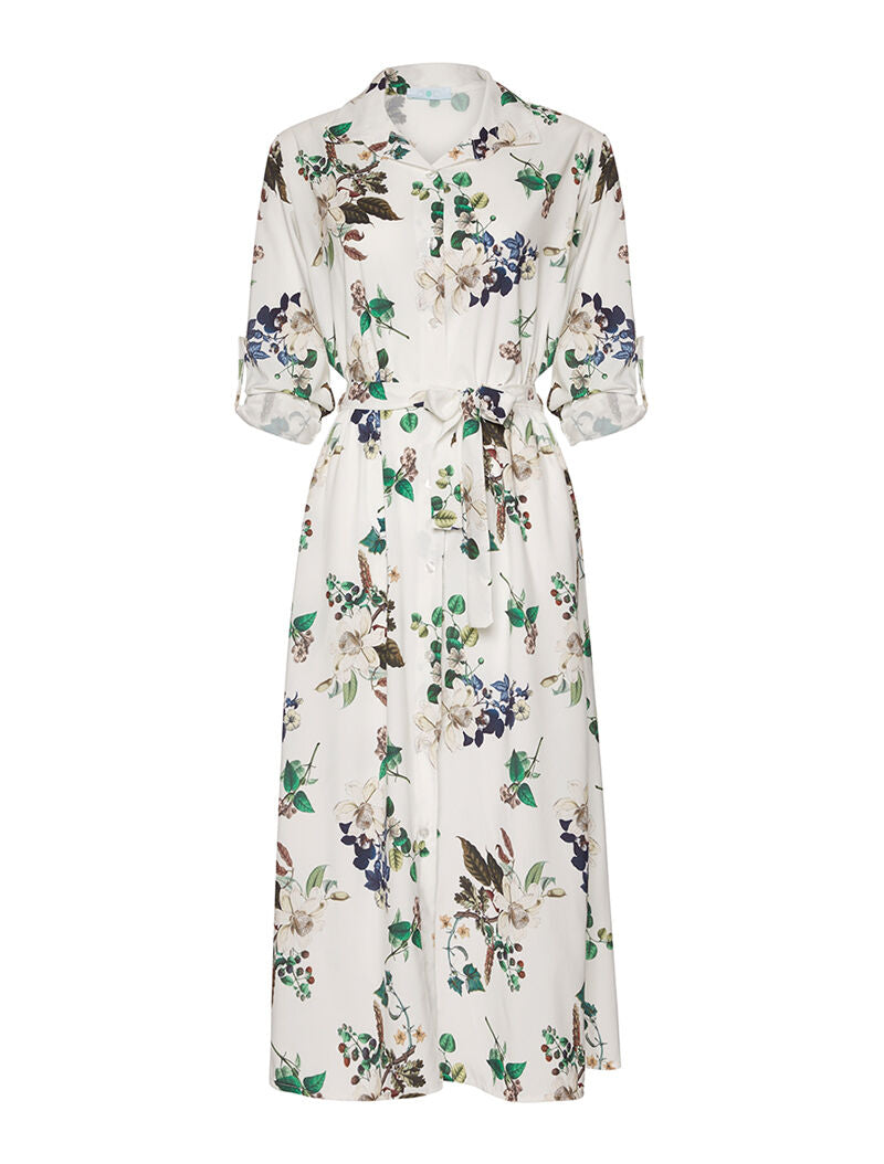 Robe longue imprimé printanière - blanc - 4