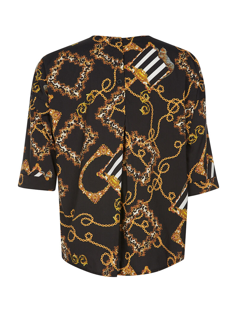 Top ample imprimé dos boutonné - noir - 2