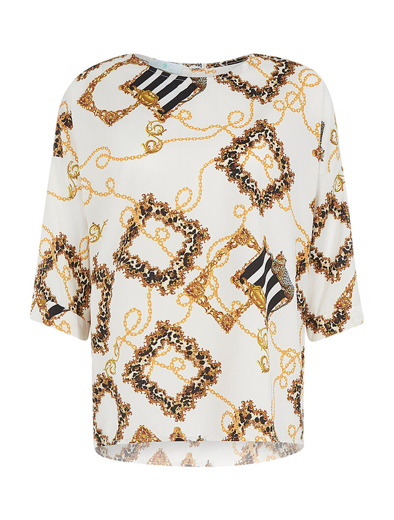 Top ample imprimé dos boutonné - blanc - 3