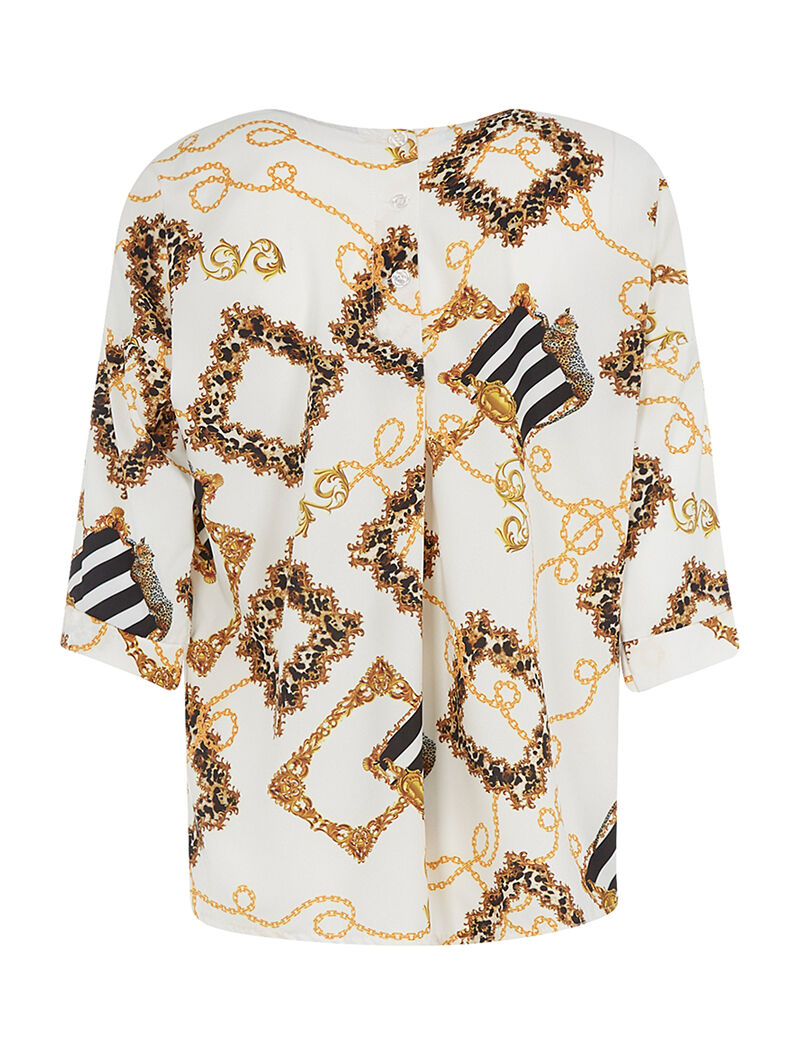 Top ample imprimé dos boutonné - blanc - 2