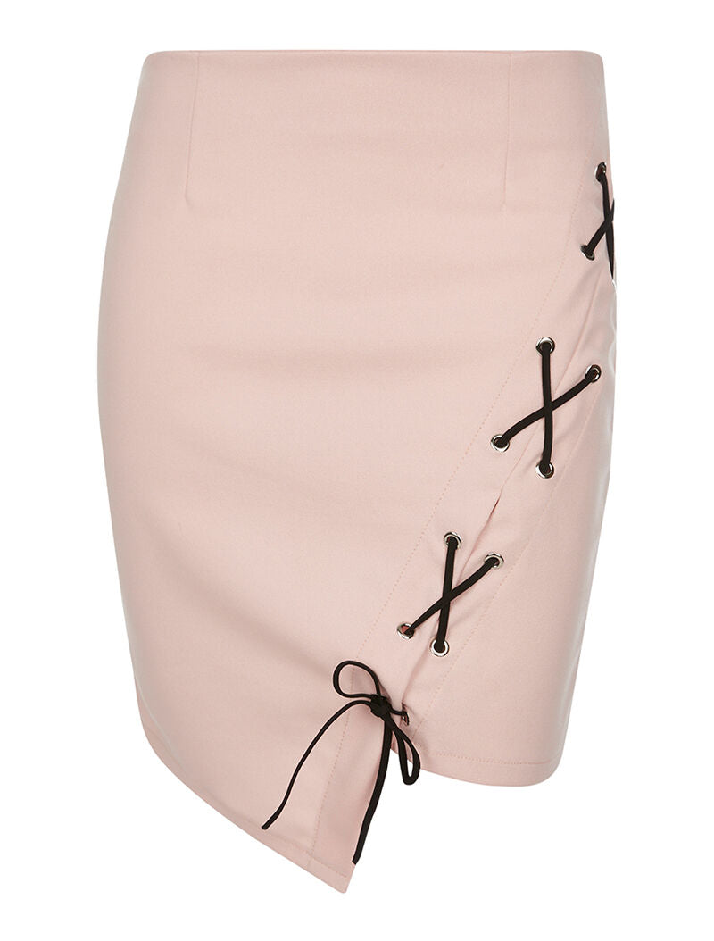 Jupe asymétrique corset - rose - 4