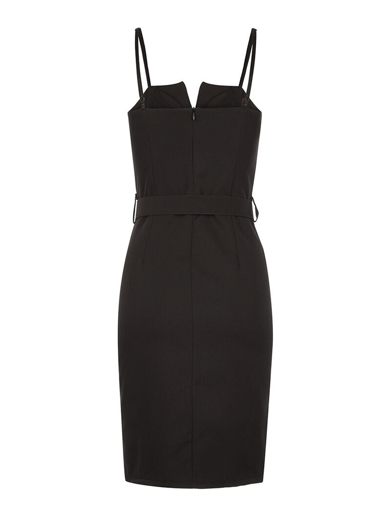 Robe décolleté V coqué - noir - 2
