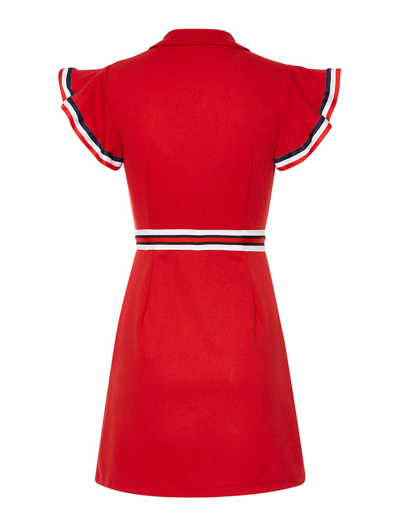 Robe liseré volantée aux épaules - rouge - 2