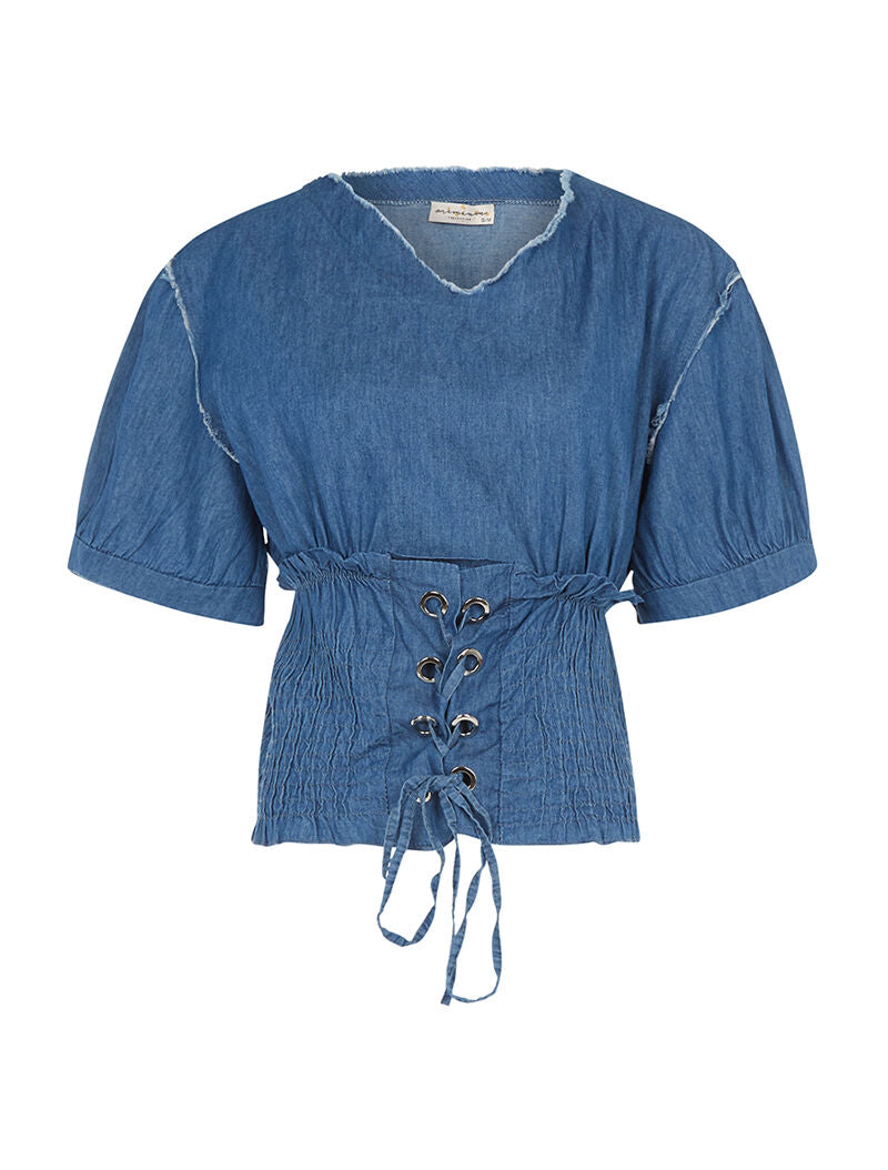 Top en jean corsage - denim - 4