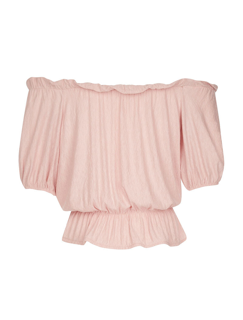 Blouse élastiquée unie - rose - 2
