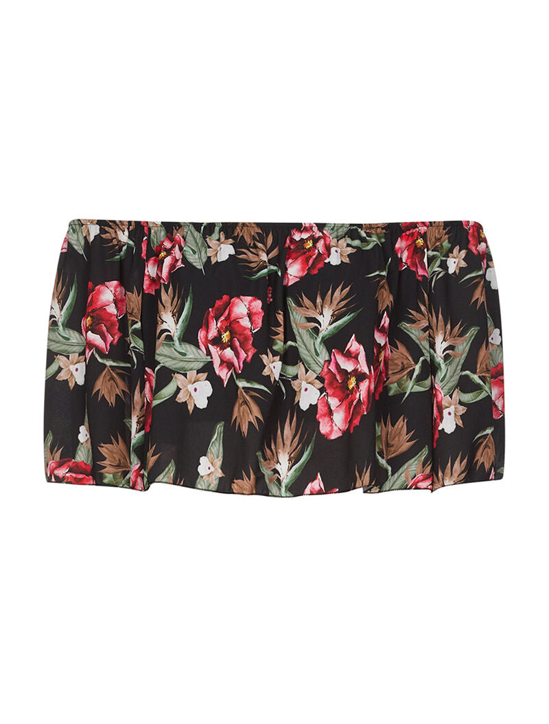 Crop-top volant imprimé - noir - 1