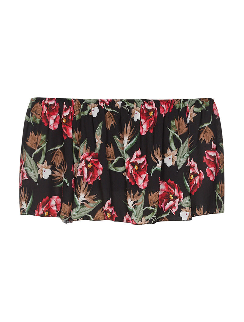Crop-top volant imprimé - noir - 2