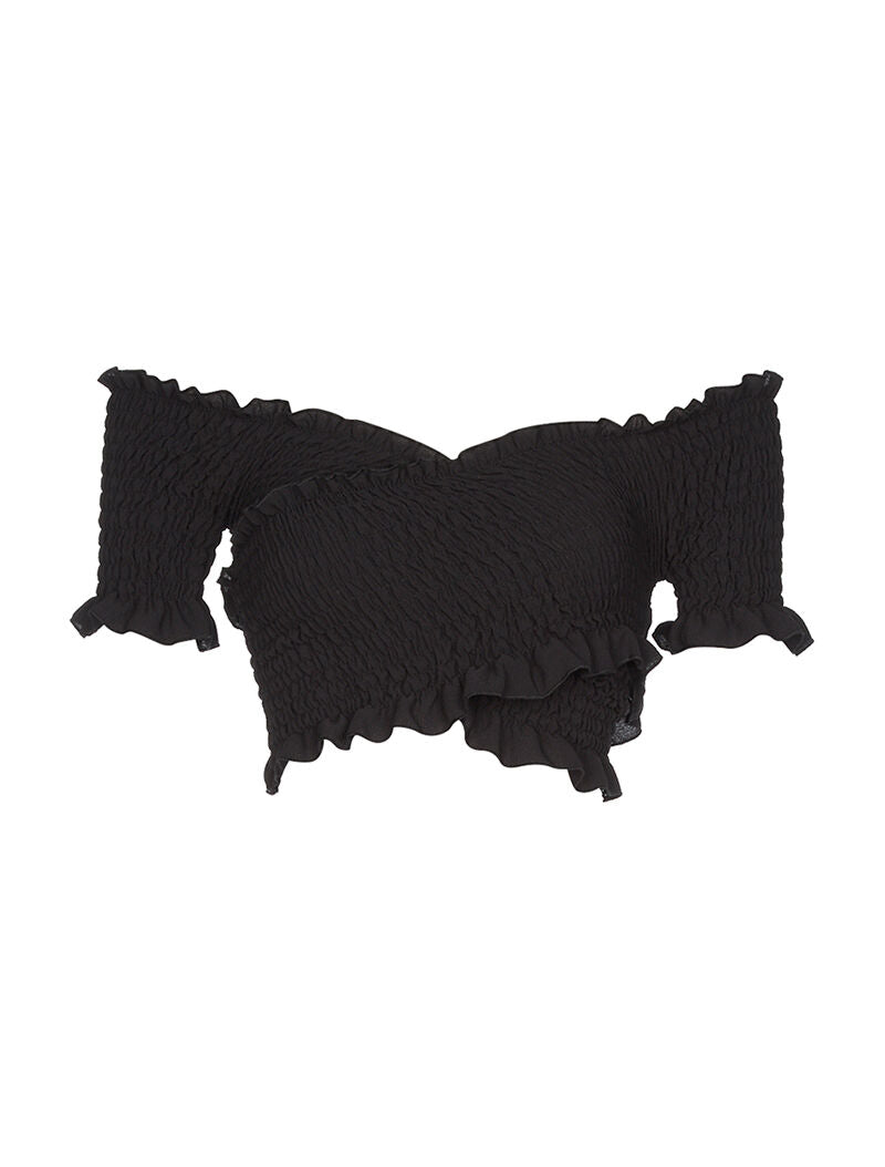 Crop-top élastiqué - noir - 1