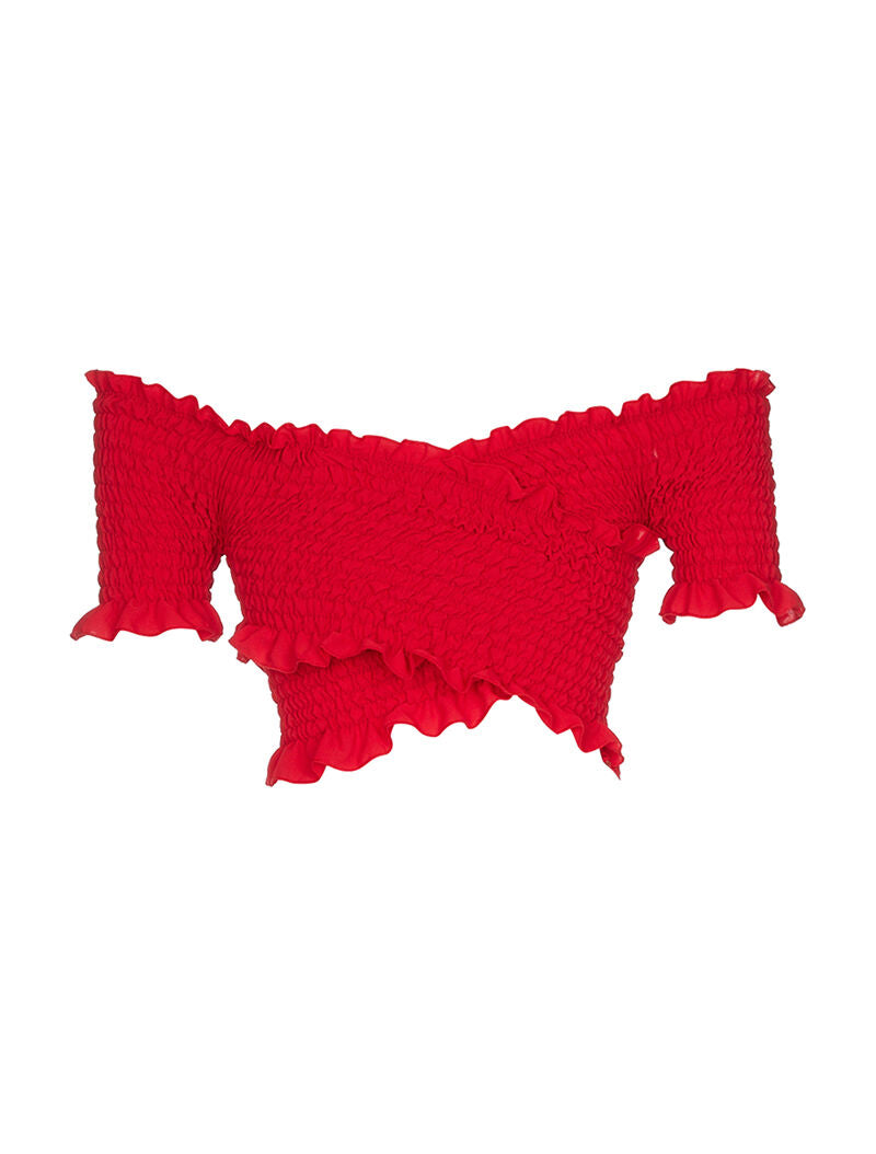 Crop-top élastiqué - rouge - 2