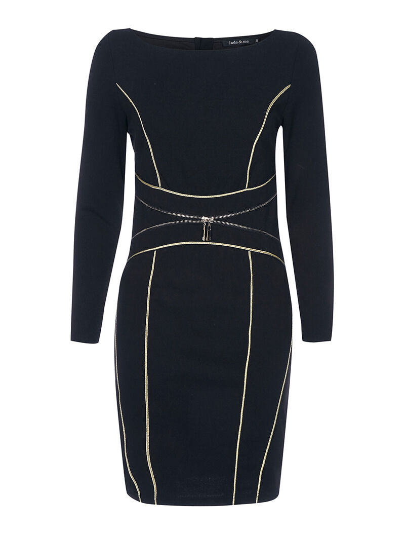 Robe à liserés dorés - noir - 2