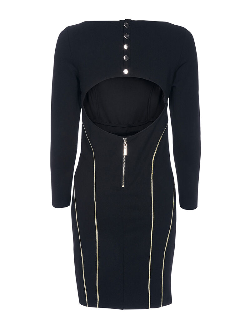 Robe à liserés dorés - noir - 3