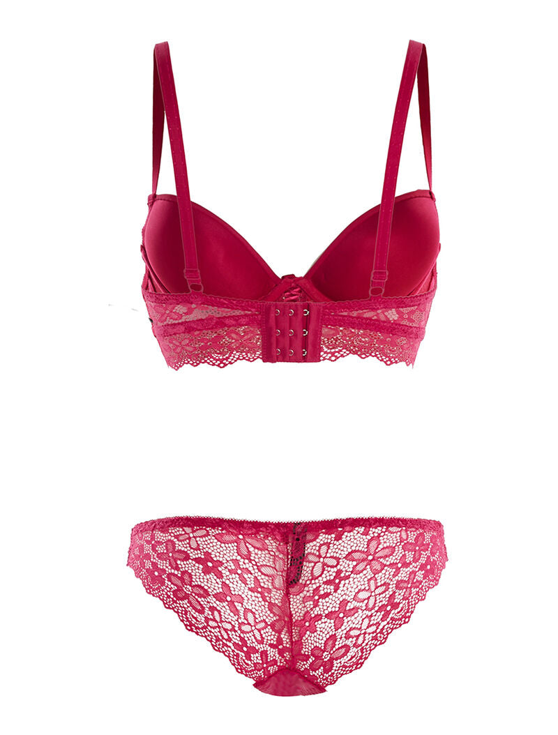 Ensemble SG et culotte à bord dentelle - fushia - 2