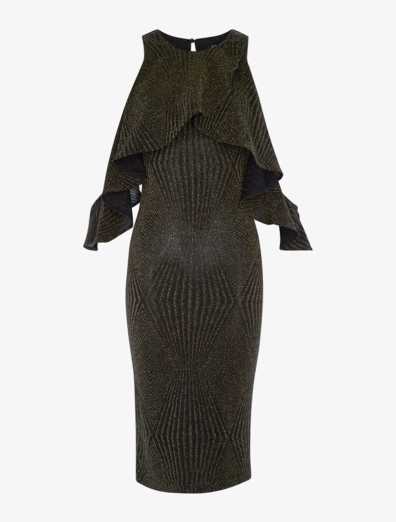 Robe pailletée bras tombant - or - 2