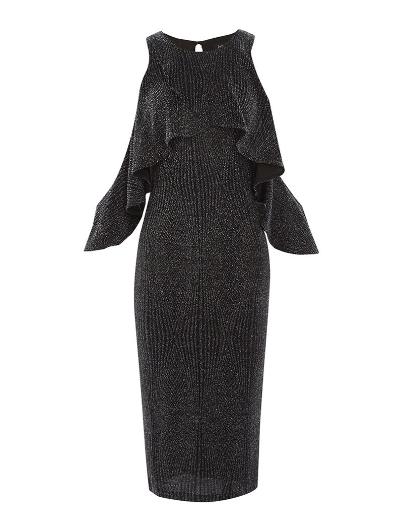 Robe pailletée bras tombant - argent - 1