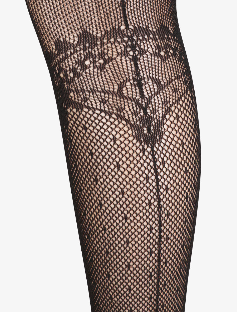 Collants en résille effet jarretière - Noir - 2