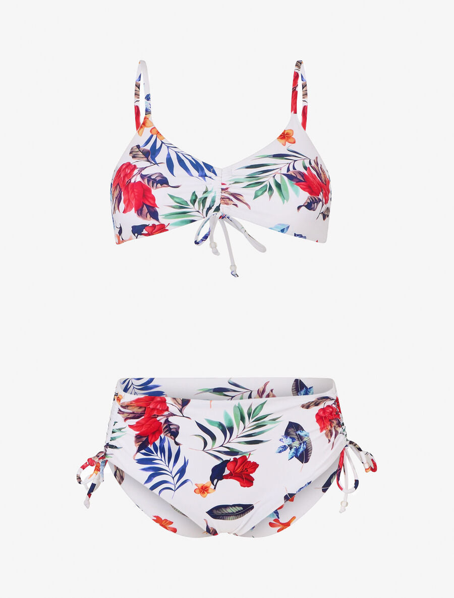 Bikini taille haute imprimé floral - Blanc - 1