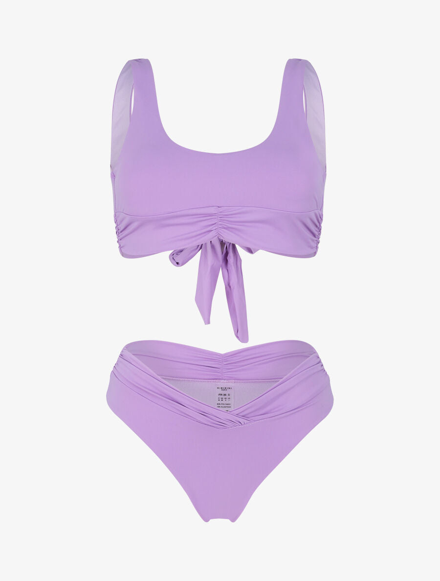 Bikini uni taille haute V shape - Lilas - 1