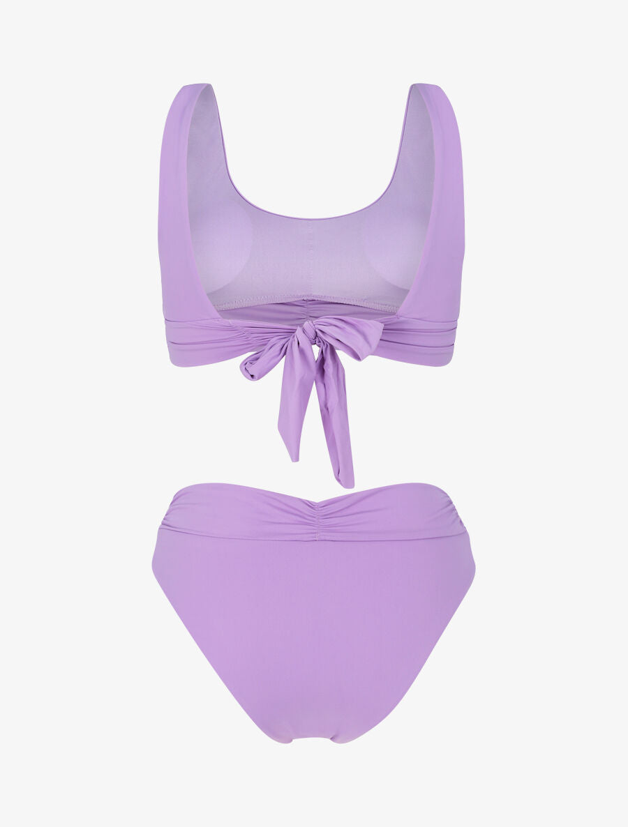 Bikini uni taille haute V shape - Lilas - 2