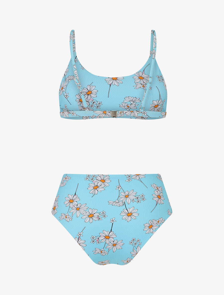 Bikini à imprimé pâquerettes et chouchou - Bleu ciel - 2