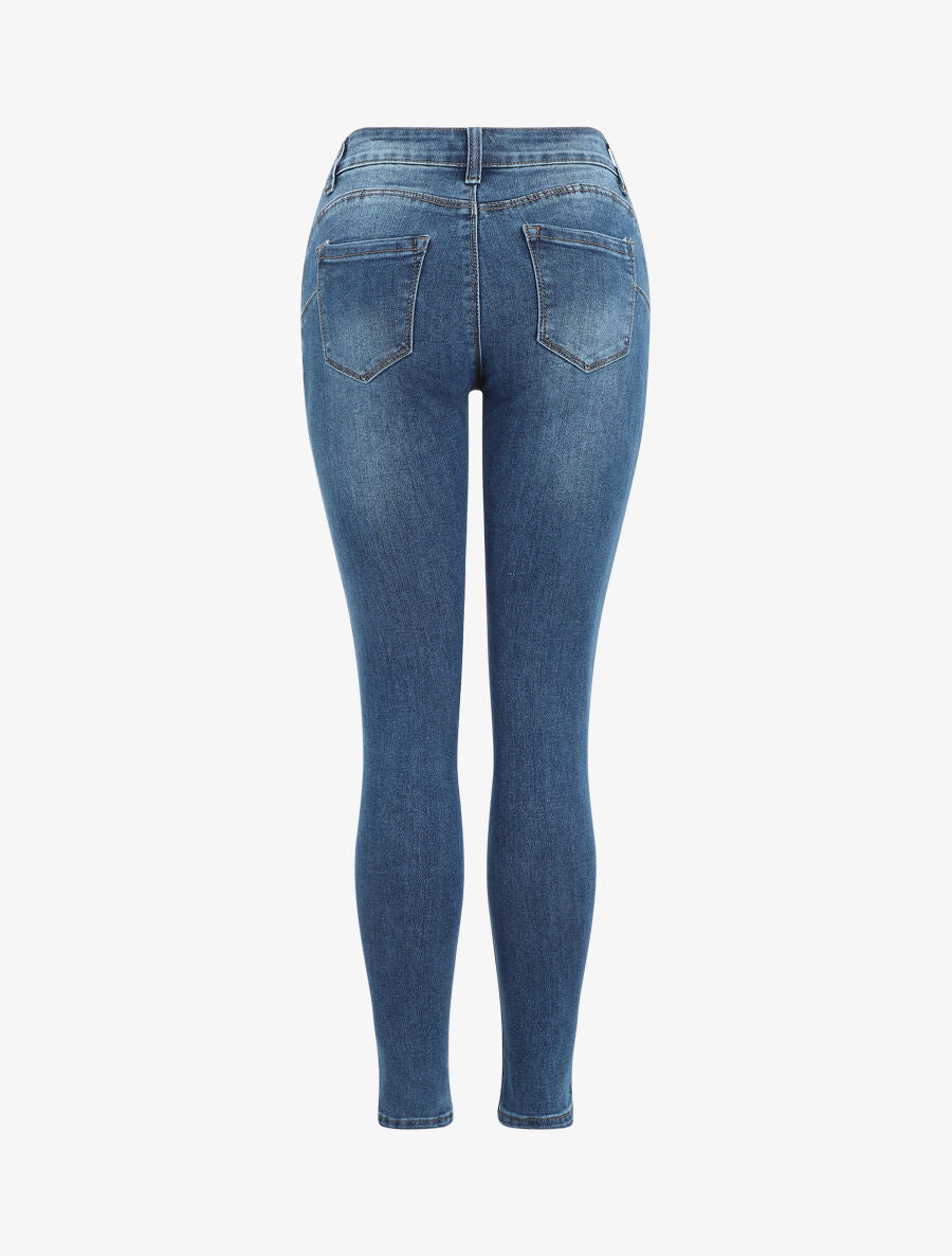 Jean push up légèrement délavé coupe skinny - Bleu - 2