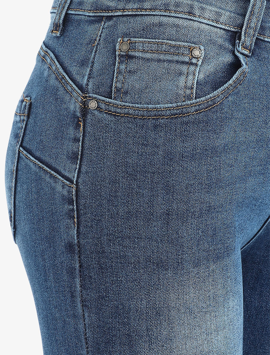 Jean push up légèrement délavé coupe skinny - Bleu - 3