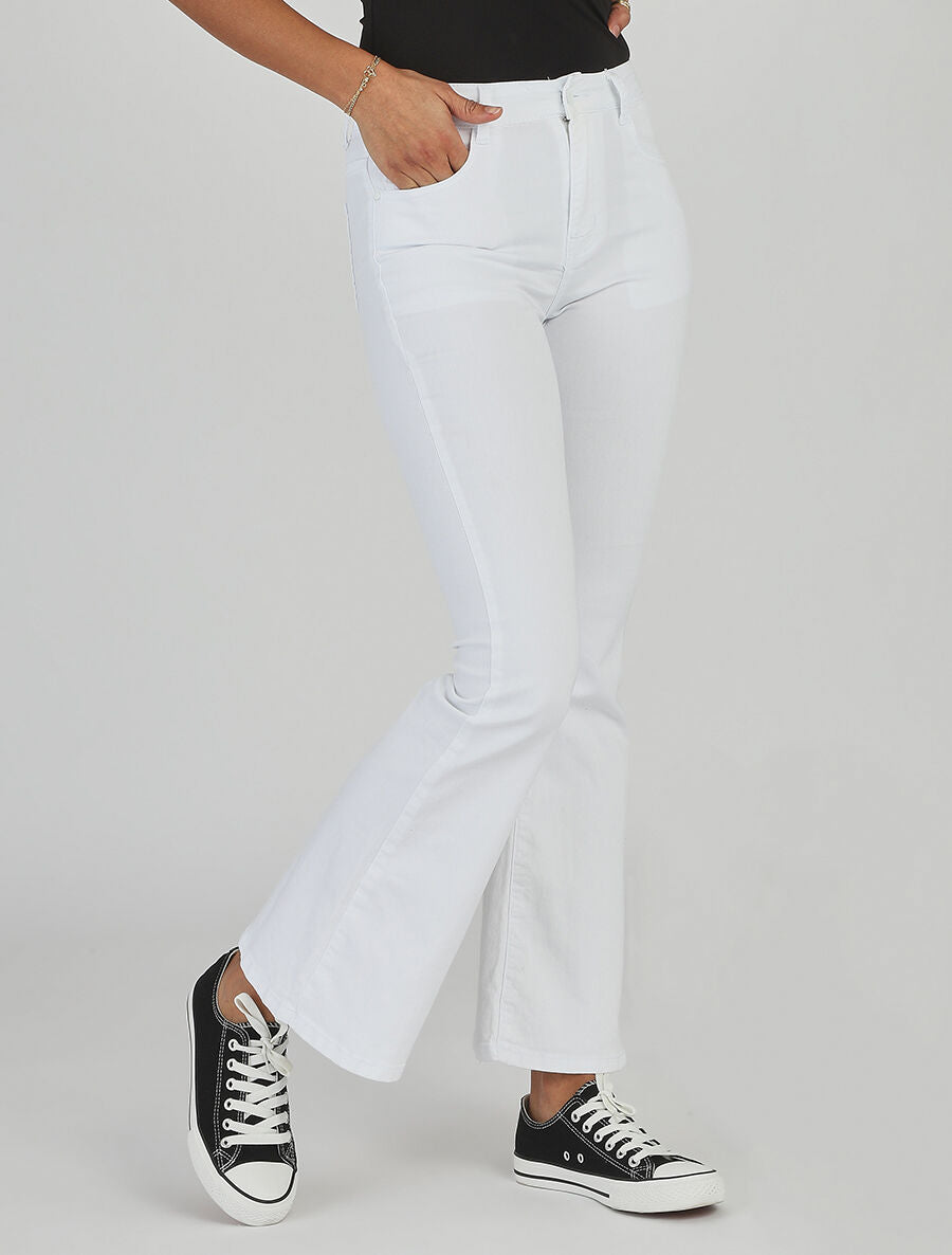 Jean flare taille standard uni - Blanc - 4