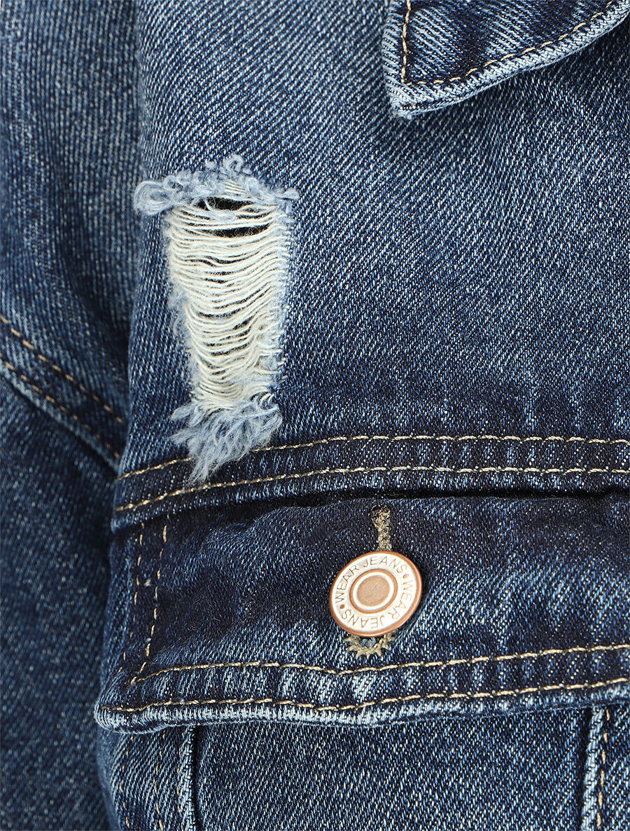 Veste en jean déchiré oversize - Bleu - 3