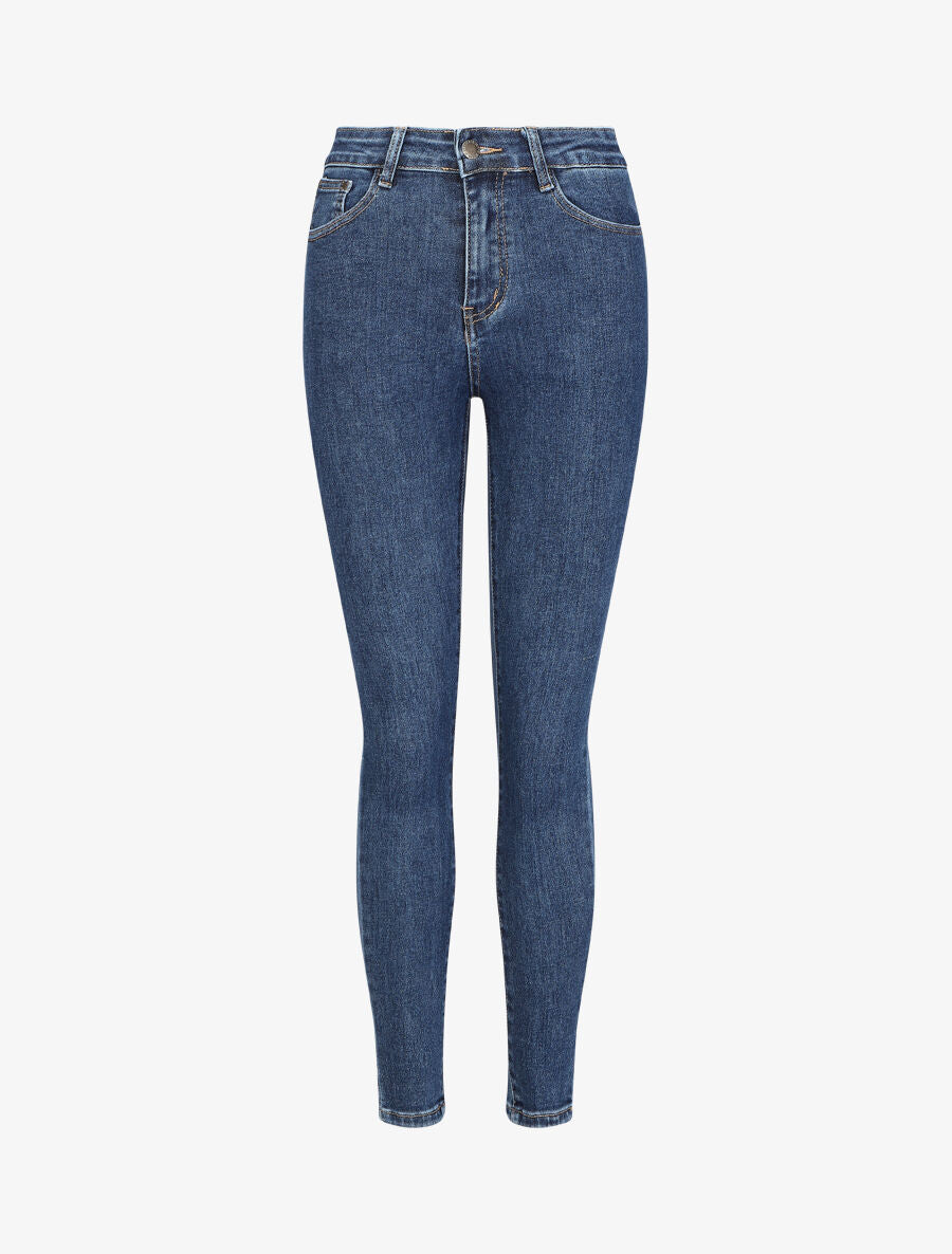 Jean slim taille haute - Bleu - 1
