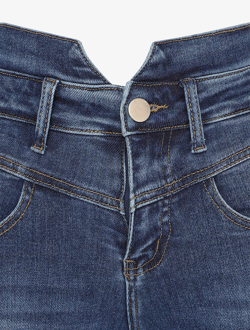 Jean taille empire fendue - Bleu denim - 3
