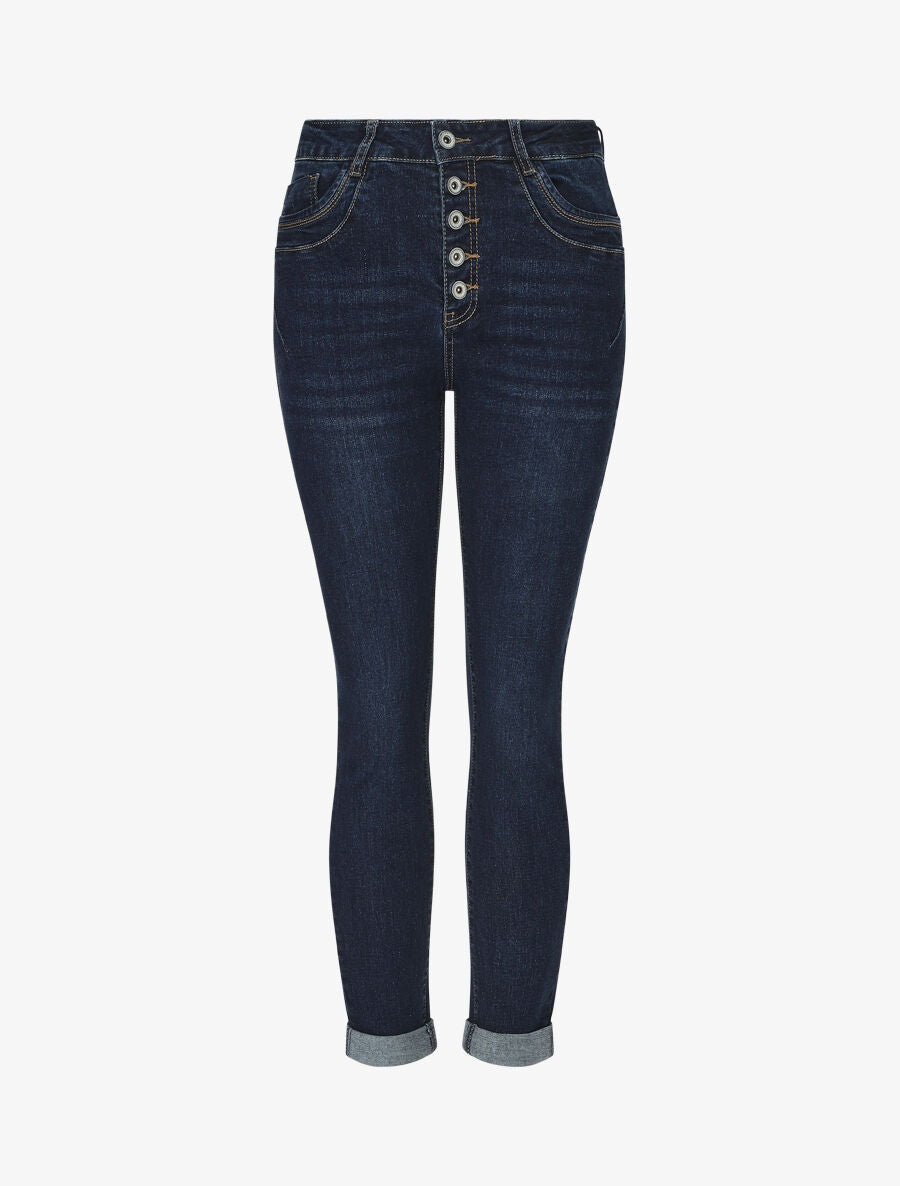 Jean à taille haute coupe droite - Bleu - 1