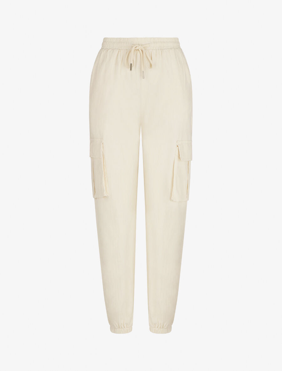 Pantalon cargo taille haute - Écru - 1